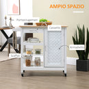 Carrello da Cucina 92x40x84 cm 1 Cassetto 1 Armadietto 3 Ripiani in MDF e Acciaio Bianco-4