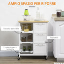 Carrello da Cucina 67x37x84 cm 3 Cassetti in MDF e Legno di Pino-4