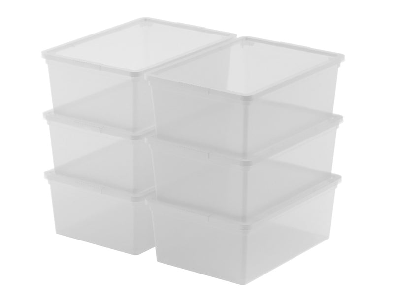 Set 6 Contenitori Rettangolari 37x26x14 cm in Plastica Keter C Box S Trasparente-1