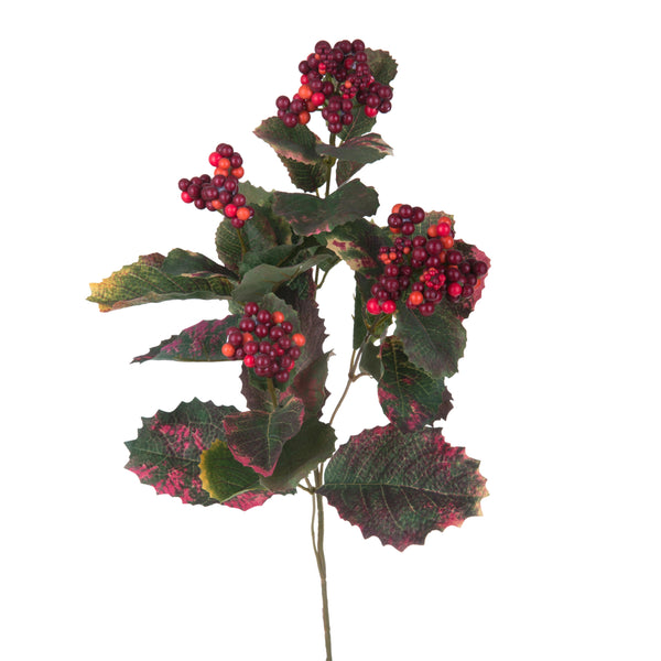 sconto Lot de 4 branches de baies artificielles avec feuilles composées de 4 branches hauteur 73 cm marron/cerisier/bordeaux