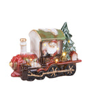 Statuina Babbo Natale con Locomotiva con Led 23 cm in Porcellana-1