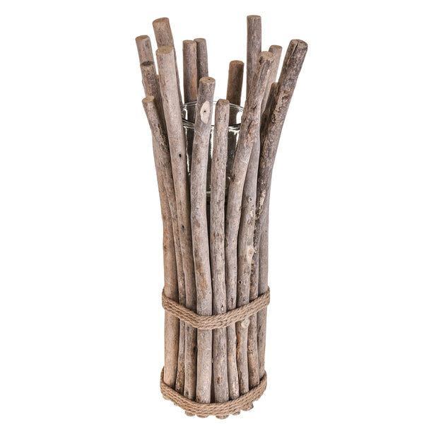 Bougeoir Composé de Bâtons de Bois et de Verre Hauteur 80 cm prezzo