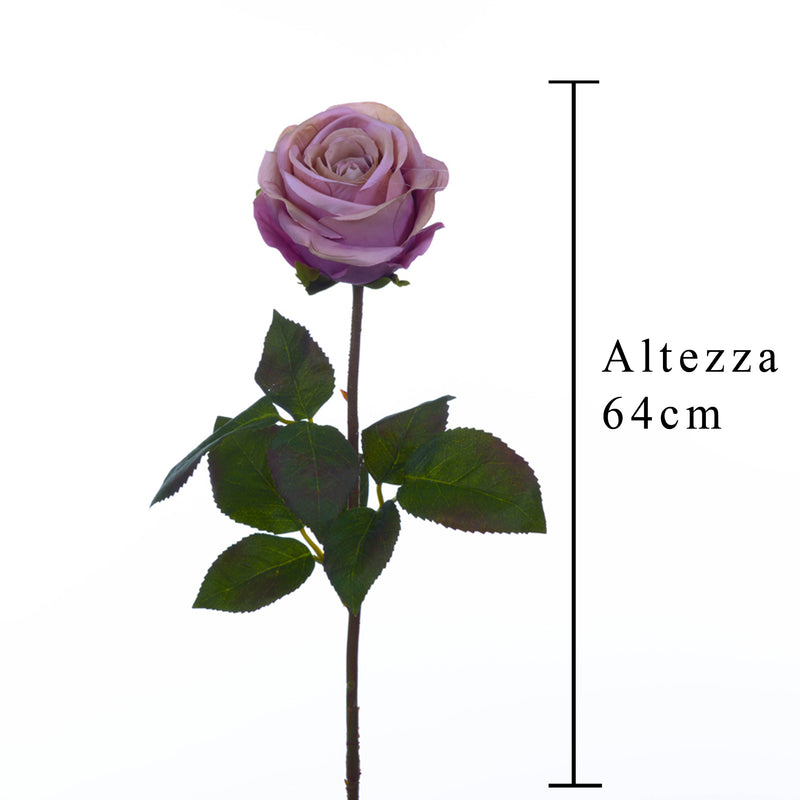 2 Rose Artificiali Romantica Altezza 64 cm -2