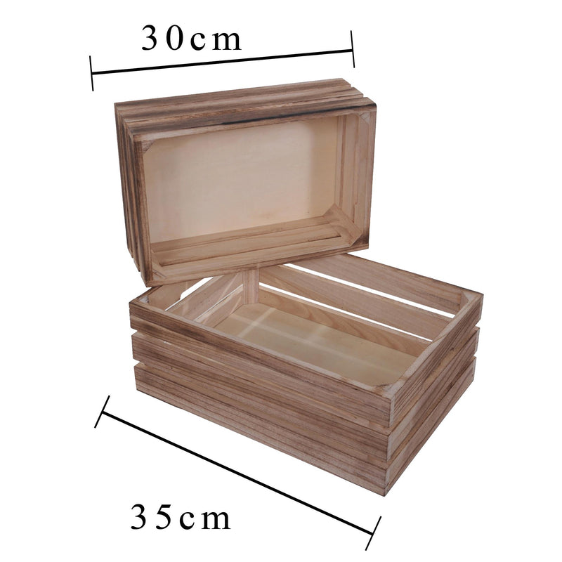 Set di 2 Cassetta in Legno Larghezza 35 cm Marrone-2