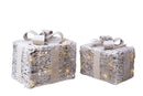 Set 2 Pacchi Regalo Decorativi con Led 32 cm in Rattan-1