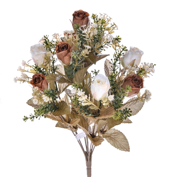 sconto Lot de 4 Bouquets Artificiels avec 9 Boutons de Rose Romantiques Hauteur 40 cm