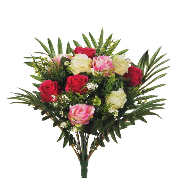 sconto Set 2 Bouquet Artificiel de Roses en Bouton Hauteur 48 cm Rose