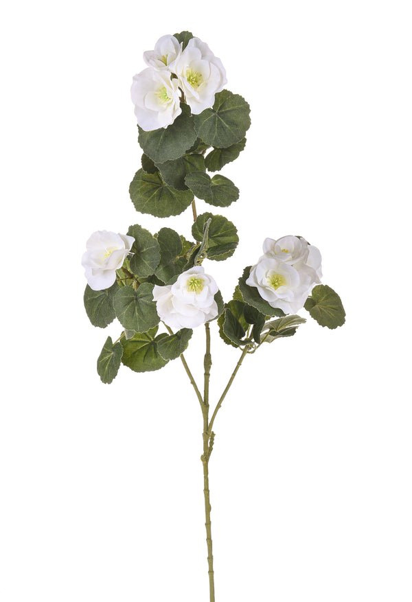 acquista Set 4 Branches Artificielles de Bégonia avec Fleurs Hauteur 77 cm Blanc