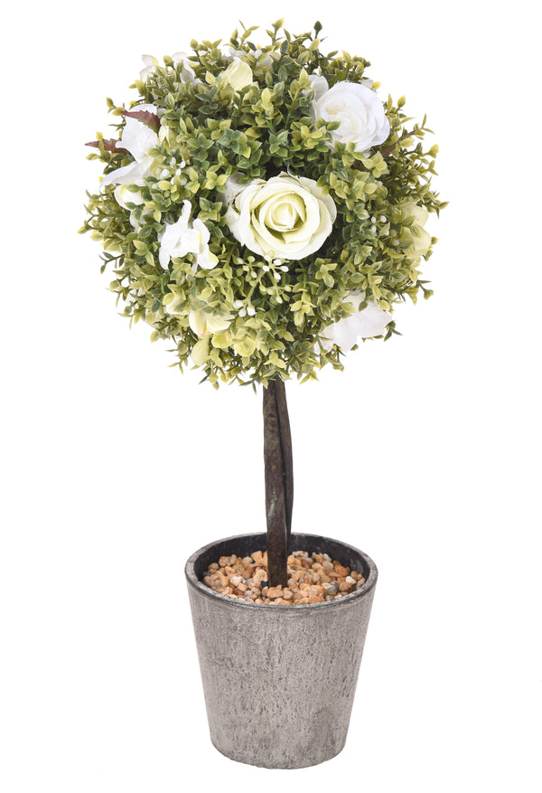 Roses Artificielles sur Topiaire Hauteur 27.5cm Blanc prezzo