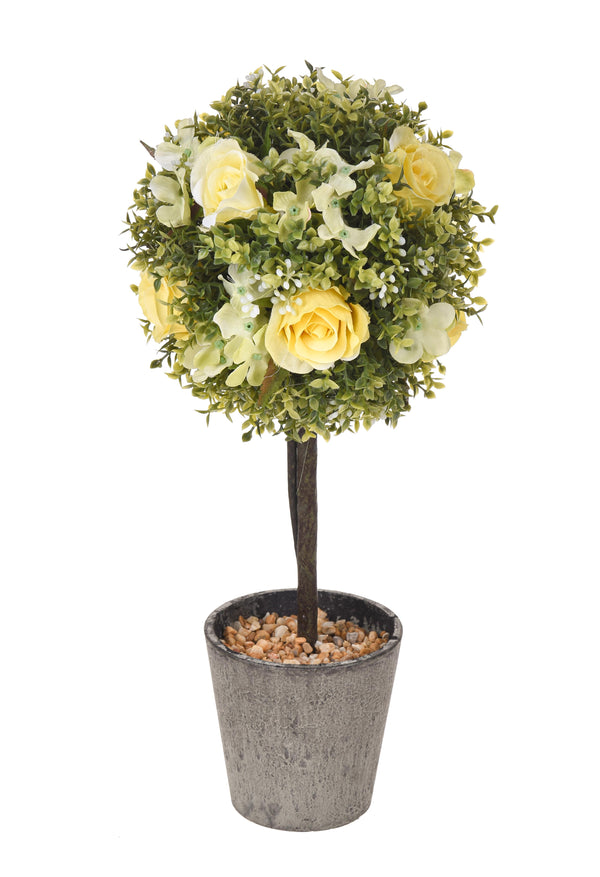 online Roses Artificielles sur Topiaire Hauteur 27.5cm Jaune