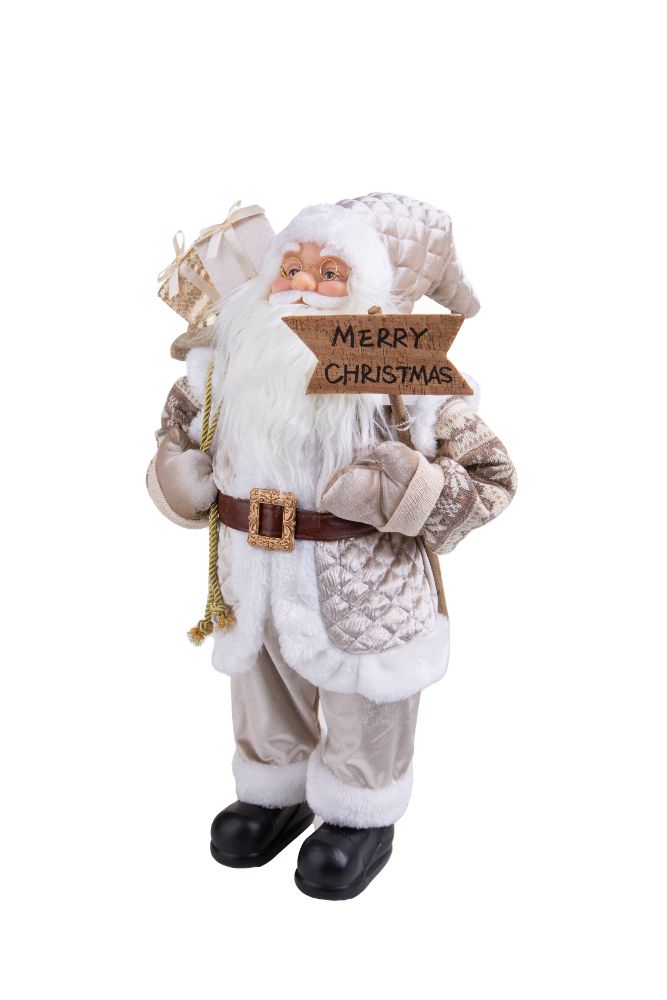 Pupazzo Babbo Natale con Sacco e Doni 60 cm in Tessuto e Plastica-4