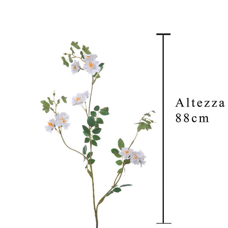 2 Rami Artificiali di Mini Rosa Altezza 88 cm Bianco-2