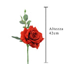 2 Rose Artificiali Regina Altezza 42 cm Rosso-2