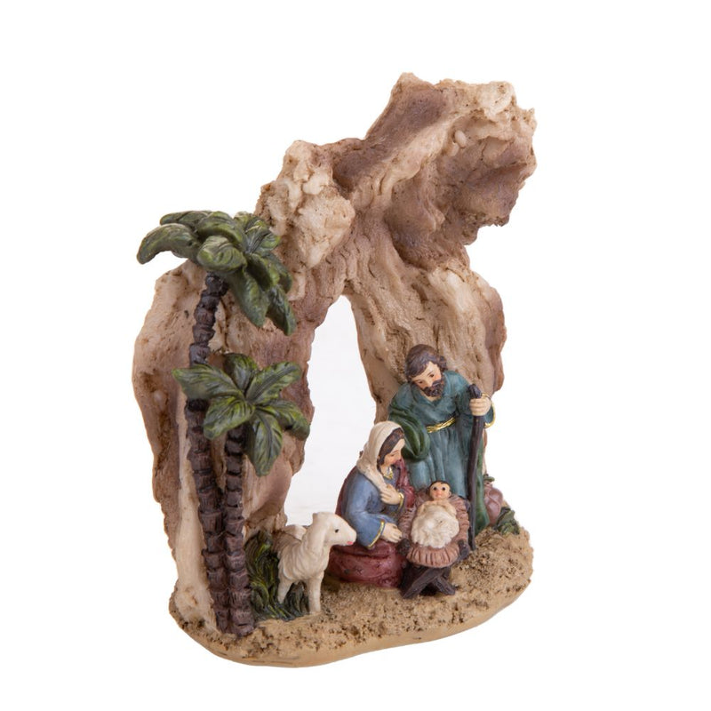 Set 4 Statuine Natalizie Natività con Grotta 10,4 cm in Resina-2