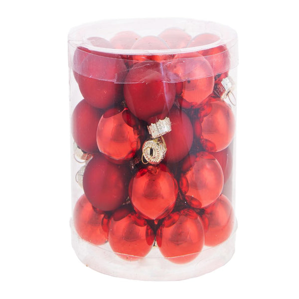 online Set 24 Palle di Natale da Appendere Ø 4 cm in Vetro Rosso