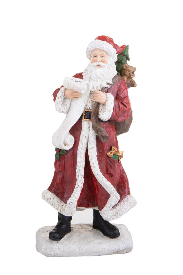 Figurine Père Noël avec parchemin 33,5 cm en résine acquista