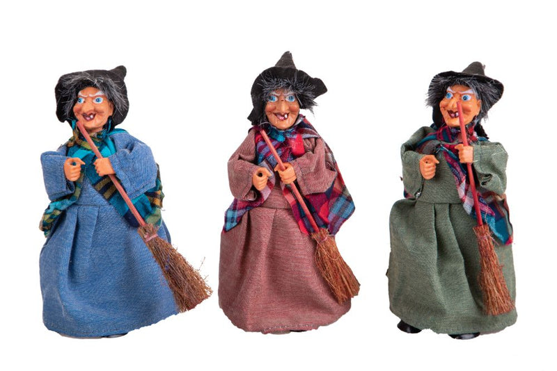 Set 9 Statuine Befana 19 cm in Tessuto e Plastica-1