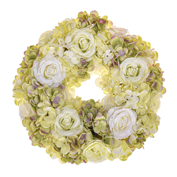 acquista Couronne artificielle avec des fleurs de rose et d'hortensia