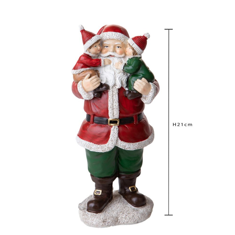 Statuina Babbo Natale con Bambini 21 cm in Resina-3