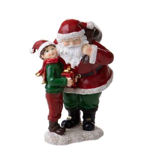 sconto Figurine Père Noël avec Enfant 18 cm en résine