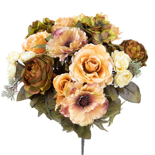 prezzo Bouquet Artificiel Composé de Roses et Hortensias Hauteur 34 cm Marron