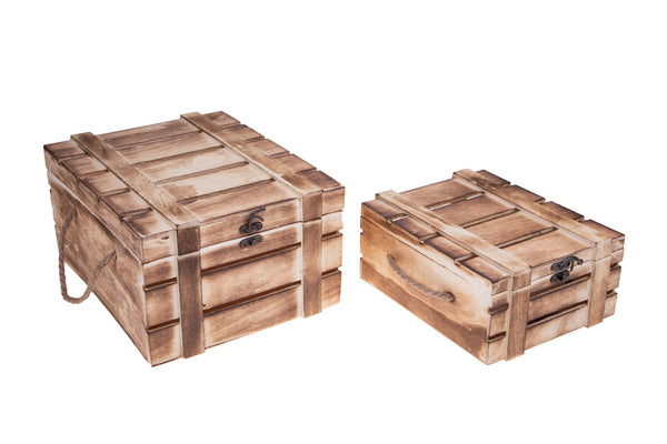 acquista Lot de 2 Coffres en Bois Largeur 32 cm Marron