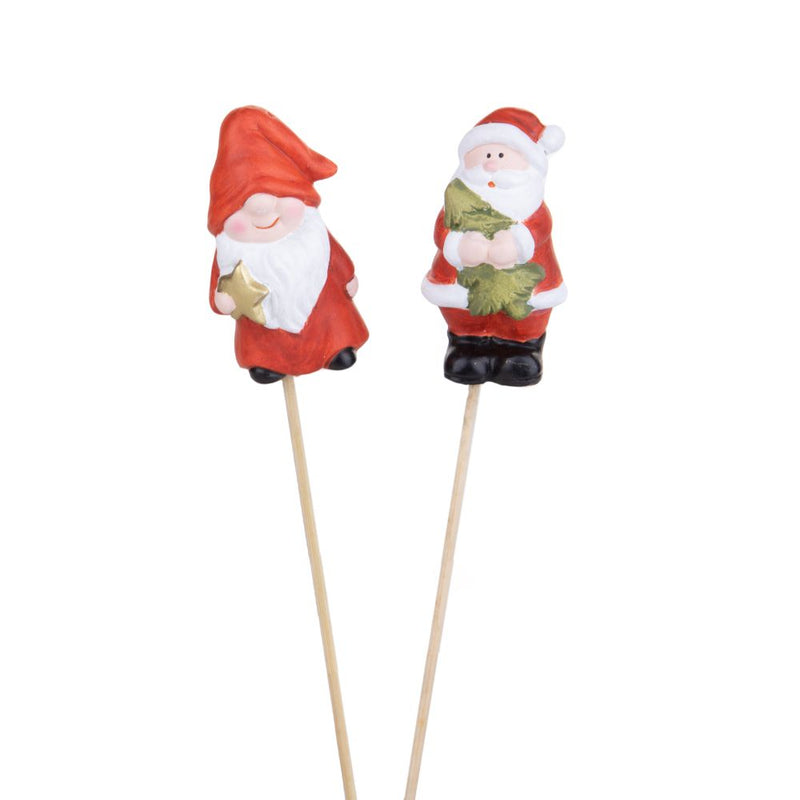 Set 12 Rametti Decorativi Babbo Natale Elfo 7 cm in Sintetico-1