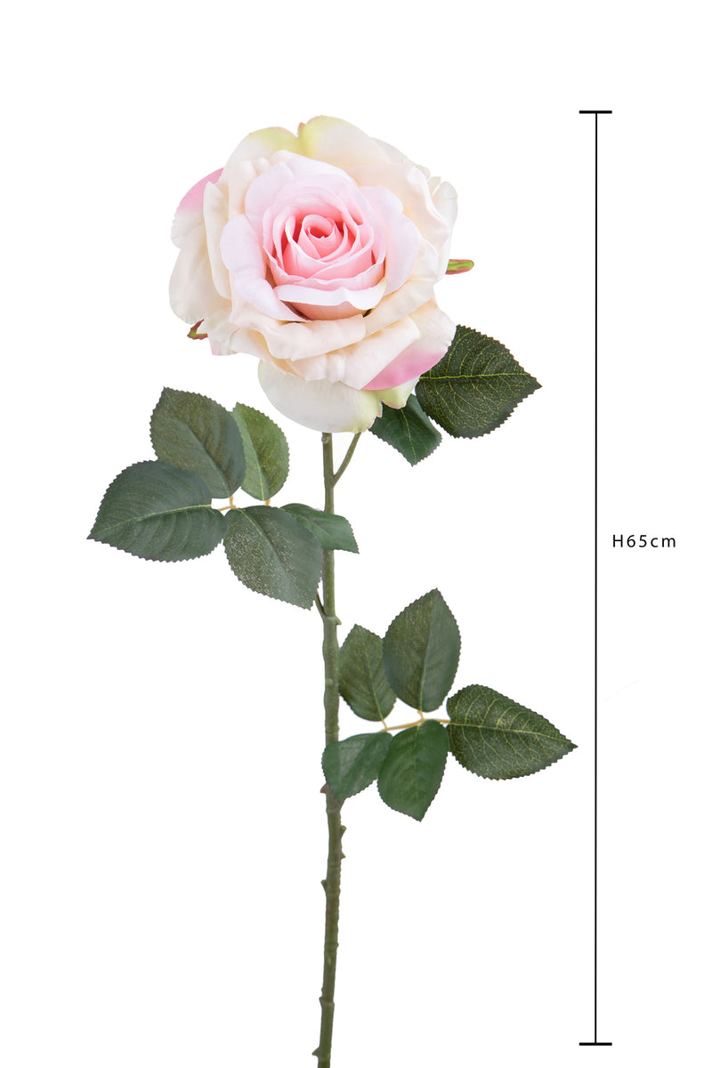 3 Rose Artificiali Aperta Altezza 65 cm Rosa-2