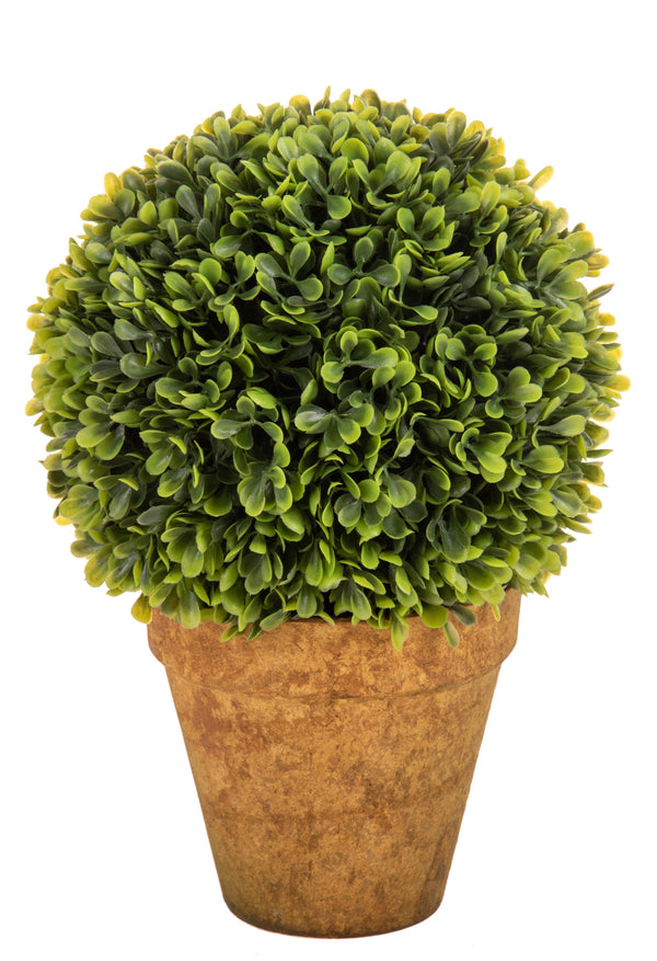 Set 2 Boules Bossolo/Buxus Artificiels avec Vase Hauteur 23 cm Vert sconto