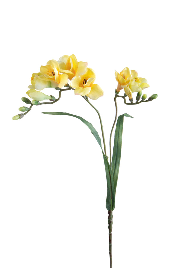 Lot de 6 Fleurs de Freesia Artificielles avec Deux Fleurs Hauteur 63 cm Jaune sconto