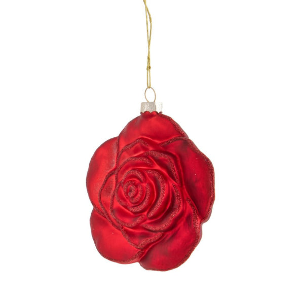 prezzo Set 4 Addobbi Decorativi Rosa da Appendere 10 cm in Vetro Rosso