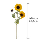 4 Girasoli Artificiali con 3 Fiori Altezza 63,5 cm Giallo-2