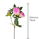 2 Peonia Artificiale con 3 Fiori Altezza 74 cm -2