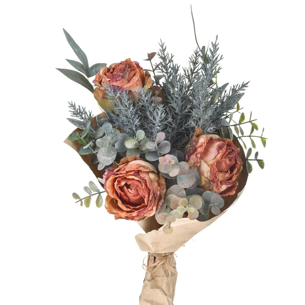 acquista Set 4 Bouquet Artificiel Romantique avec Roses Hauteur 30 cm Orange