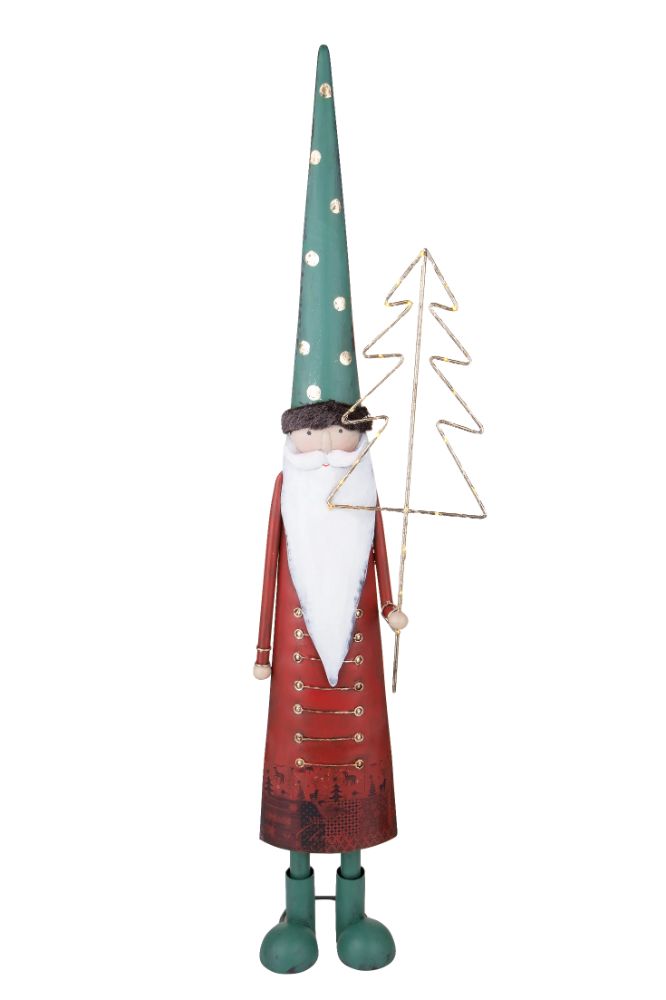 Statuina Babbo Natale con Alberto Led 94 cm in Metallo-1