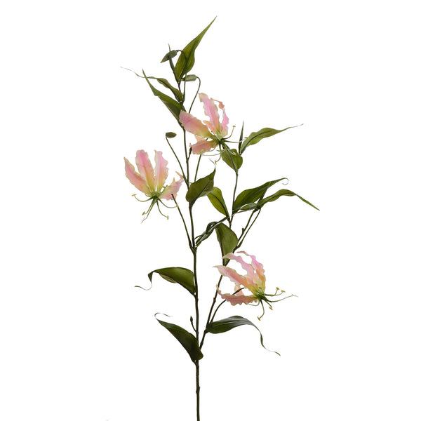 Set 3 Branches Artificielles de Gloriosa Lilium Hauteur 106 cm Rose prezzo