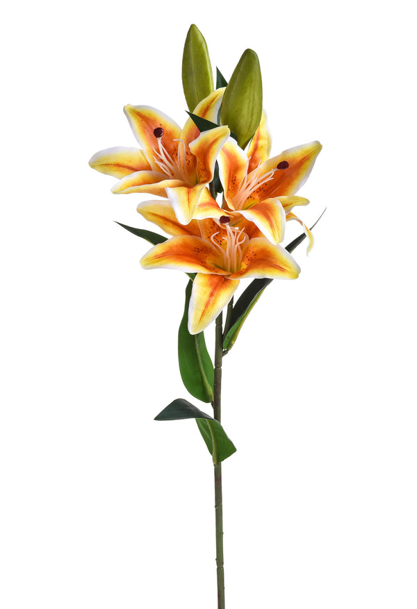 Set 4 Lilium Artificiel Stargaze Composé de 3 Fleurs Hauteur 67 cm Orange sconto