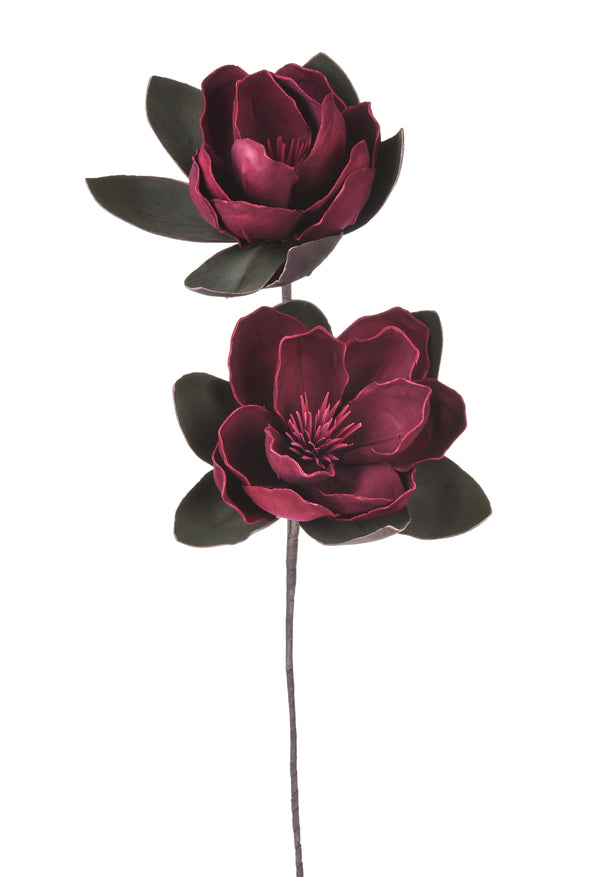 Set 2 Magnolia Artificiel Composé de 2 Fleurs Artificielles Hauteur 73 cm Marron/Cerise/Bordeaux acquista