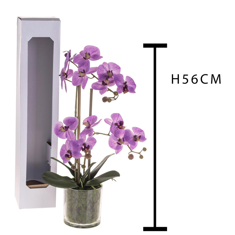 Pianta Artificiale di Phalaenopsis Artificiali con Vaso Altezza 56 cm Rosa-2