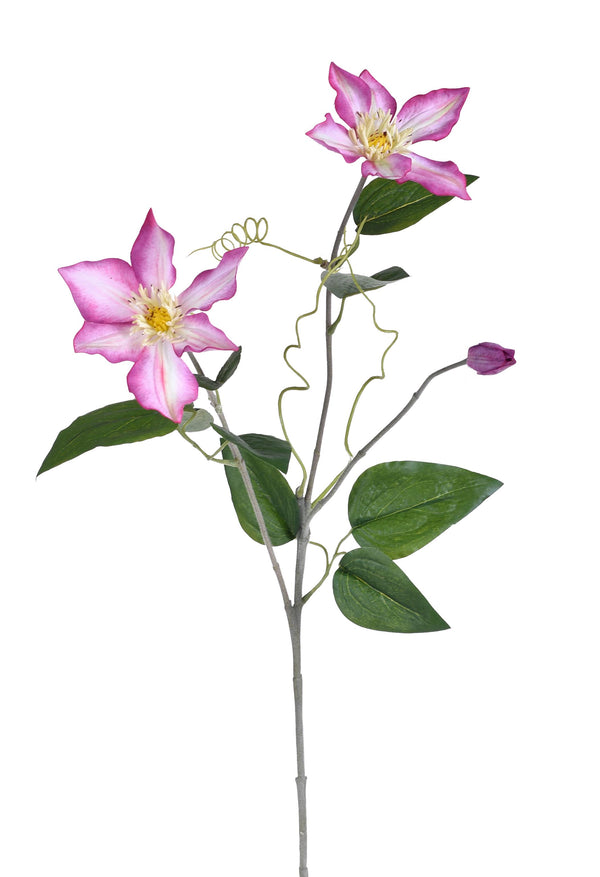 sconto Lot de 4 Branches de Clématites Artificielles Composées de 2 Fleurs Hauteur 76 cm Rose