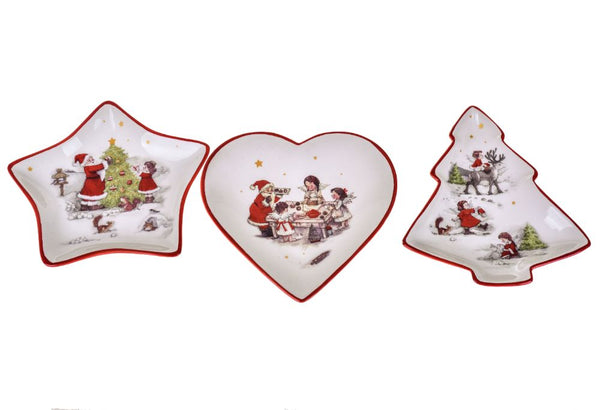 prezzo Set 3 Piatti Decorativi Natalizi Ø 10 cm in Ceramica