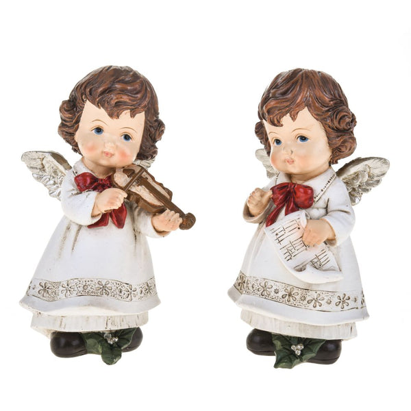 sconto Lot de 2 Figurines Ange avec Noeud 15 cm en Résine