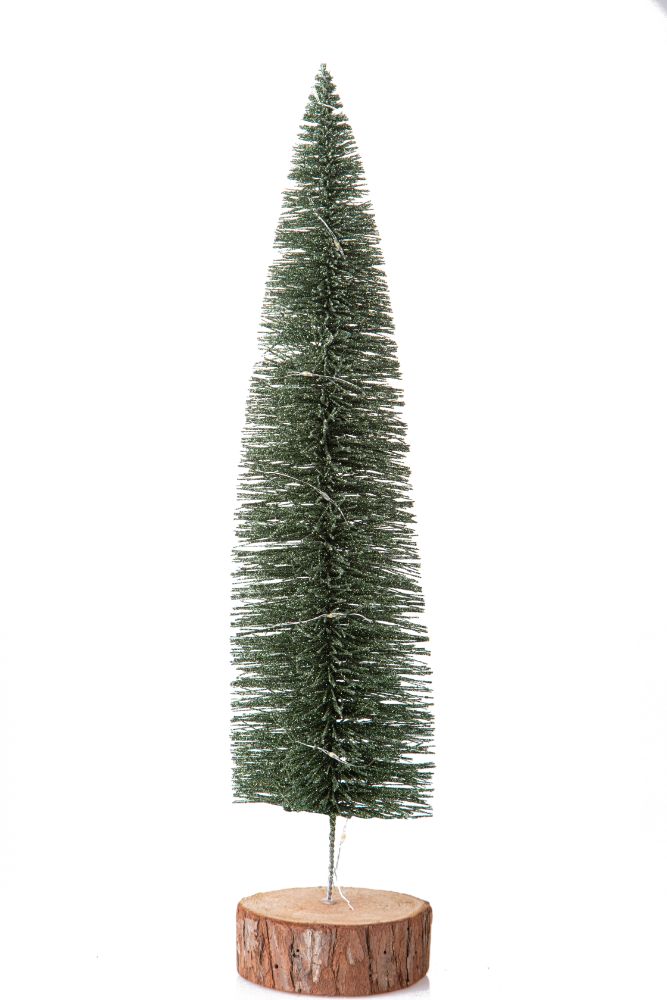 Mini Albero di Natale Decorativo con Glitter 40 cm 30 Led Abete Verde-1