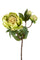 Lot de 4 pivoines artificielles Romance avec 3 fleurs, hauteur 49 cm, vert