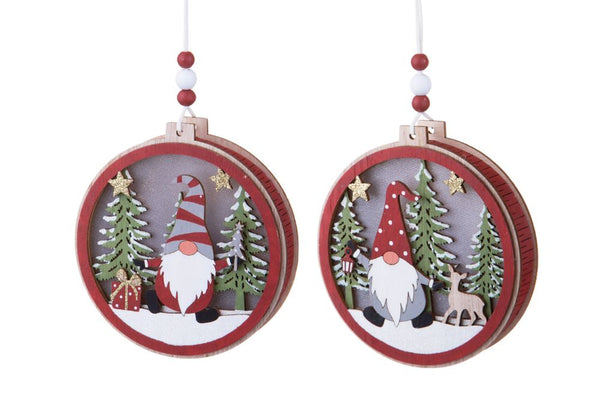 online Lot de 2 Décorations à Suspendre Lutins de Noël Ø 13 cm en Bois