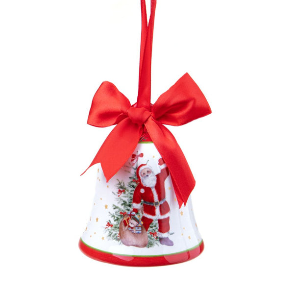 prezzo Set 3 Campane Decorative con Babbo Natale da Appendere 10 cm in Ceramica