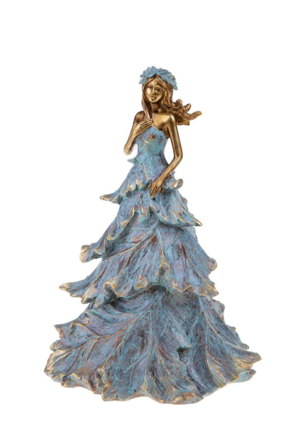 Figurine Femme avec Robe 29 cm en Résine Turquoise acquista