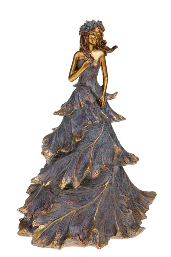 Figurine Femme avec Robe 29 cm en Résine Rose Antique acquista