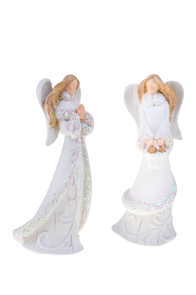 Set 4 Statuine Angeli con Glitter 16,5 cm in Resina-3