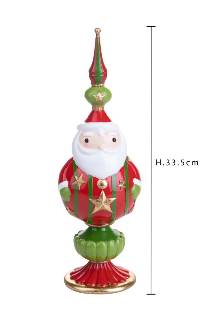 Statuina Babbo Natale con Puntale 33,5 cm in Resina-4